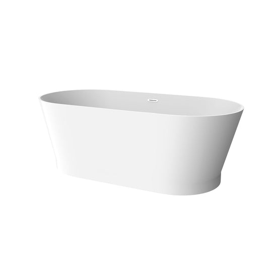 Princess 67 In. Oval Acrylic Freestanding Soaking Bathtub in Glossy White With Chrome-Plated Center Drain & Overflow cover