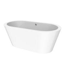 Load image into Gallery viewer, Queen 67 In. Oval Acrylic Freestanding Soaking Bathtub in Glossy White Chrome-Plated Center Drain &amp; Overflow Cover