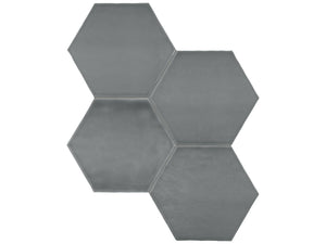 6 in Teramoda Charcoal Hexagon Glossy Pressed Glazed Ceramic Tile