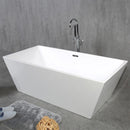 Load image into Gallery viewer, Harmony 59 In. Rectangular Acrylic Freestanding Soaking Bathtub in Glossy White Chrome-Plated Center Drain &amp; Overflow Cover