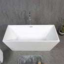 Load image into Gallery viewer, Harmony 59 In. Rectangular Acrylic Freestanding Soaking Bathtub in Glossy White Chrome-Plated Center Drain &amp; Overflow Cover