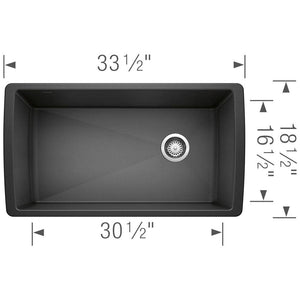 33-1/2 inch Single Bowl Kitchen Sink - Undermount Kitchen Sink