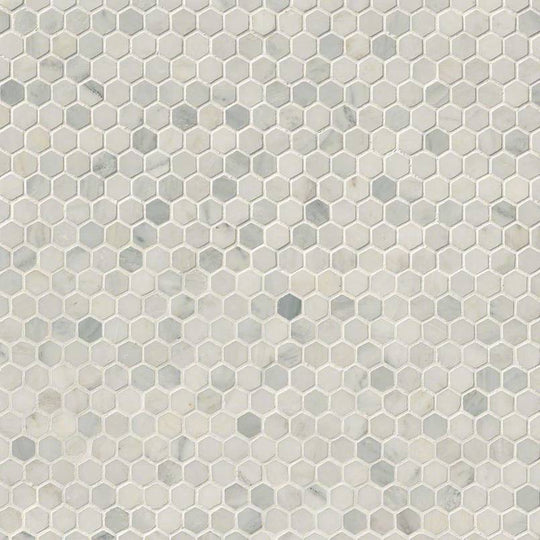 1" X 1" Hexagon Arabescato Carrara Honed White Marble Mosaic Tile (8.9SQ FT/CTN)