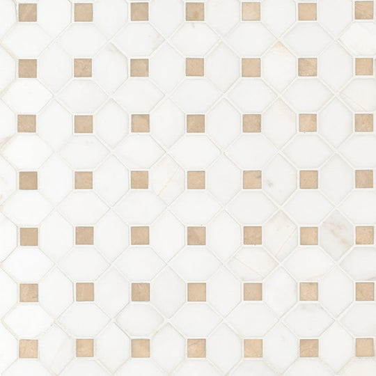 12" X 12" Bianco Dolomite Crema Warm White Dotty Pattern Mosaic Sheet (10.7SQ FT/CTN)