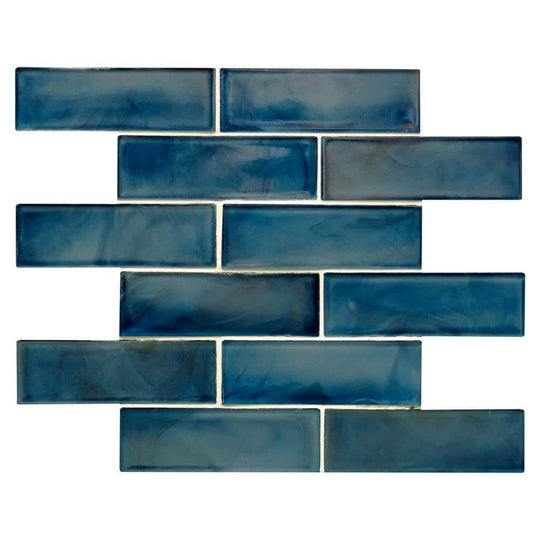 2"X 6" Blue Shimmer Glass Subway Brick Wall Mosaic Tile (14.4SQ FT/CTN)