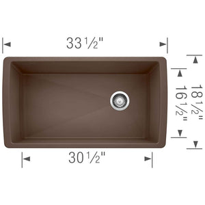 33-1/2 inch Single Bowl Kitchen Sink - Undermount Kitchen Sink