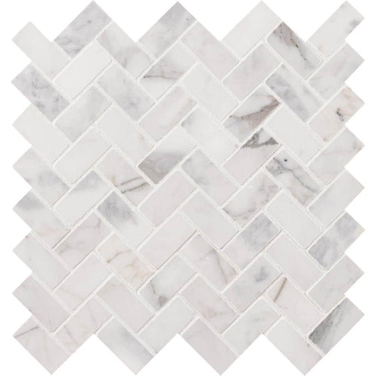 12" X 12" Calacatta Cressa Herringbone Honed Mosaic Sheet (9.4SQ FT/CTN)