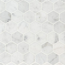 Load image into Gallery viewer, 2&quot; X 2&quot; Hexagon Carrara White Honed Marble Mosaic Wall Tile (9.8SQ FT/CTN)