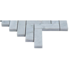 Load image into Gallery viewer, 1&quot; X 3&quot; Carrara White Herringbone Polished Marble Mosaic Tile (10SQ FT/CTN)