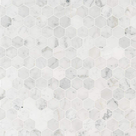 2" X 2" Hexagon Carrara White Honed Marble Mosaic Wall Tile (9.8SQ FT/CTN)