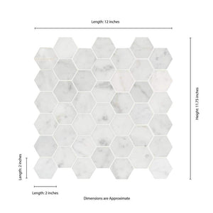 2" X 2" Hexagon Carrara White Honed Marble Mosaic Wall Tile (9.8SQ FT/CTN)