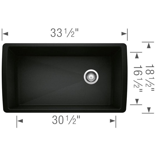 33-1/2 inch Single Bowl Kitchen Sink - Undermount Kitchen Sink