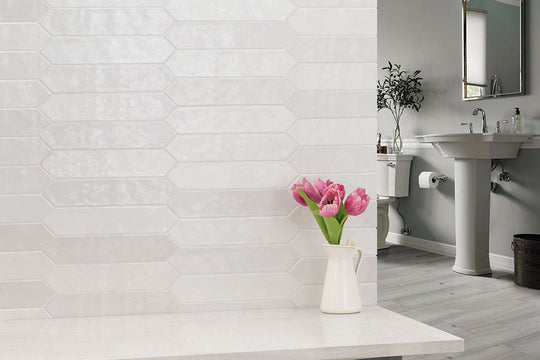 2.5" X 13" Renzo Dove Picket Soft Creamy White Glossy Ceramic Wall Tile (12.21SQ FT/CTN)