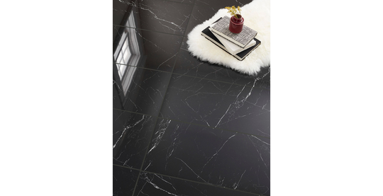 24" x 48" Pietra Black Polished Porcelain Wall & Floor Tile