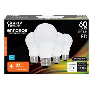 60-Watt A19 Dimmable CEC Title 20 Compliant  90+ CRI LED Light Bulb, 2700K (4-Pack)