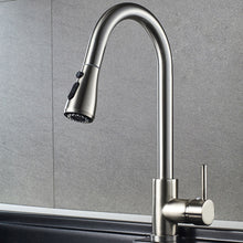 Load image into Gallery viewer, 16.92 Inches Single Handle Pull-down Sprayer Kitchen Faucet With Plate, and Brass Body