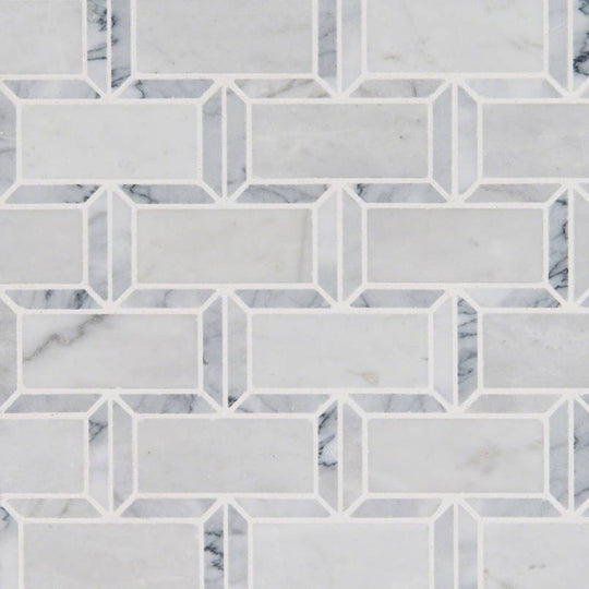 2" X 4" Framework Geometric Polished Cool- White Subway Joint Mosaic Tile (10SQ FT/CTN)