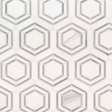 Load image into Gallery viewer, 11&quot; X 13&quot; Georama Grigio Polished White Marble Hexagon Floor and Wall Mosaic Tile (9.9SQ FT/CTN)