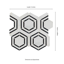 Load image into Gallery viewer, 11&quot; X 13&quot; Georama Nero Polished Geometric Black Hexagon Mosaic Sheet (9.9SQ FT/CTN)