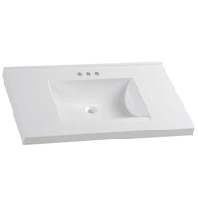 Load image into Gallery viewer, 37 Inch Cultured Marble Vanity Top in White with White Sink