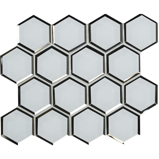 3" X 3" Hexagon Ice Beveled Glass Mosaic Tile (8.9SQ FT/CTN)