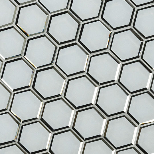 3" X 3" Hexagon Ice Beveled Glass Mosaic Tile (8.9SQ FT/CTN)