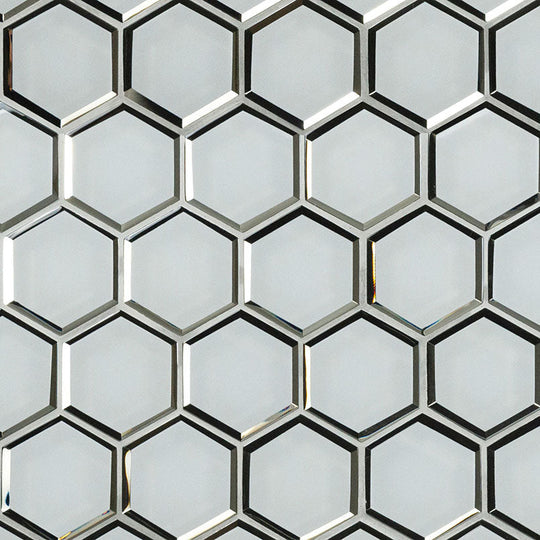 3" X 3" Hexagon Ice Beveled Glass Mosaic Tile (8.9SQ FT/CTN)