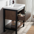 Load image into Gallery viewer, Logon Modern Freestanding Bathroom Vanity With Acrylic Sink, Drawer &amp; Open Shelf Storage
