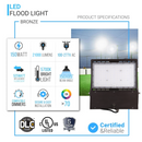 Load image into Gallery viewer, 150 Watt LED Flood Light, 5700K, AC120-277V, Bronze, Dimmable, Outdoor Lighting, IP65 Waterproof LED Security Area Lights for Yard, Parking Lot, Playground &amp; Stadium Lights