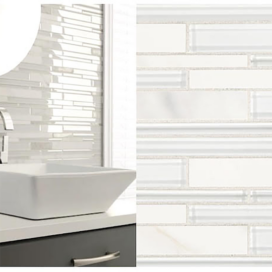 American Olean Delfino Simply White 12" x 13" Glass Marble Mosaic
