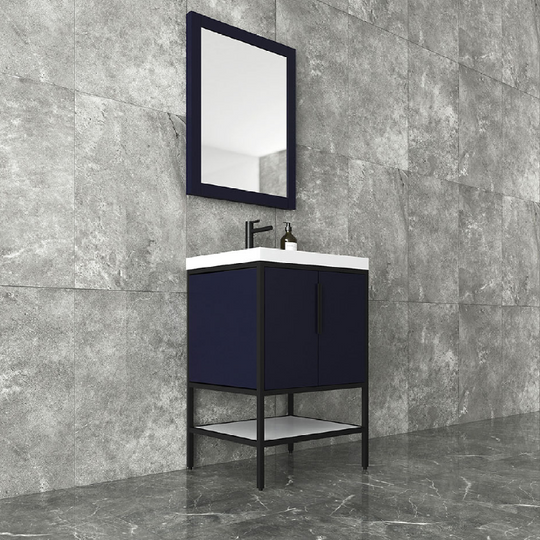 Marinus Freestanding Bathroom Vanity With Reinforced Acrylic Sink, Doors & Open Storage Shelves