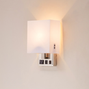 Load image into Gallery viewer, 1-Light, Decorative Wall Sconces Fixtures, Satin Nickel Finish with White shade, Dimension: W7&quot;xD4&quot;xH11&quot;, 1 usb,1 switch and 1 outlet
