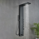 Load image into Gallery viewer, 55 in. 3-Jet Stainless Steel Matte Black Shower Panel System with Fixed Rainfall &amp; Waterfall Shower Head, Tub Spout &amp; Handheld Shower, Self-Cleaning &amp; Jet Massage Feature