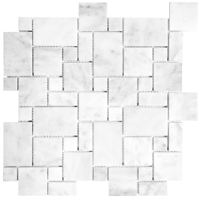 Mini Versailles Bianco Venatino Polished Marble Mosaic