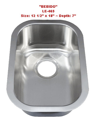 Bebido Bar Prep 12.5 in. x 18 in. x 7 in. Single Bowl Stainless Steel Kitchen Sink