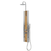 Load image into Gallery viewer, 55 in. 6-Jet  Stainless Steel Bamboo Wood Shower Panel System With Adjustable Round Rainfall Showerhead, Handheld Shower &amp; Tub Spout, Self-Cleaning &amp; Jet Massage Feature