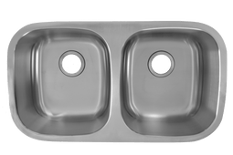 32 X 18 Inch, Undermount Double Bowl Rounded Kitchen Sink In Stainless Steel