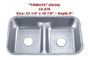 Leonet Tribute 50/50 Double Bowl Stainless Steel Kitchen Sink