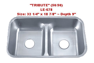 Leonet Tribute 50/50 Double Bowl Stainless Steel Kitchen Sink