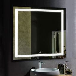 36 in. X 36 in. LED Lighted Bathroom Vanity Mirror, Anti Fog, Adjustable Color Temperature & Remembrance, Makeup Mirror, Touch Button, Inner Window Style