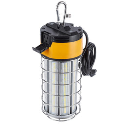 LED Temporary Work Light with Cage, 150W 5000K 18000LM Plug and Play, Linkable, Jobsite Lighting, IP64, Portable Hanging Work Construction Light