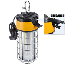 Load image into Gallery viewer, LED Temporary Work Light with Cage, 150W 5000K 18000LM Plug and Play, Linkable, Jobsite Lighting, IP64, Portable Hanging Work Construction Light