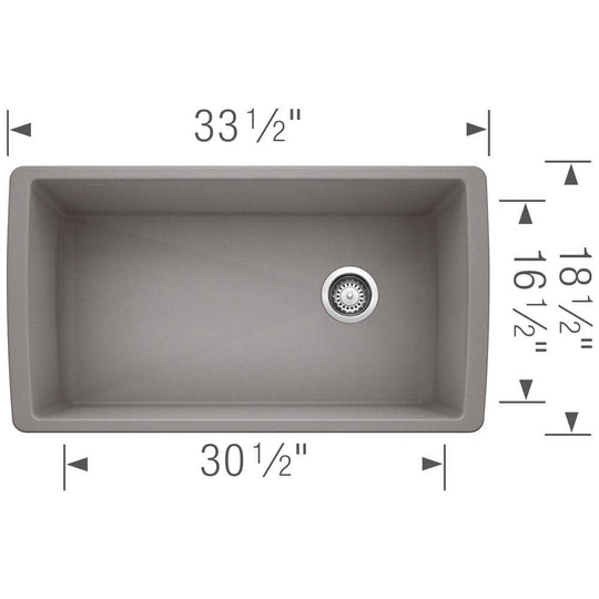 33-1/2 inch Single Bowl Kitchen Sink - Undermount Kitchen Sink