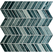 Load image into Gallery viewer, 10&quot; X 11&quot; Midnight Blue Ombre&#39; Chevron Glass Mosaic Tile (12.15SQ FT/CTN)