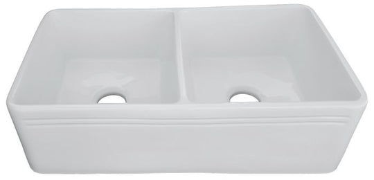 Apron Farmhouse 33-1/4in. x 18in. x 10 in. Double Bowl Kitchen Sink in White