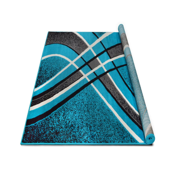 Contempo-42 Area Rugs Rectangle Turquoise 5-X-7