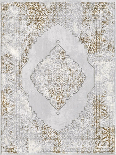 Regency-957 Area Rugs Rectangle Gold Chrome 5-X-7