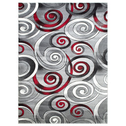 Davincii-414 Area Rugs Rectangle Red 5-X-7