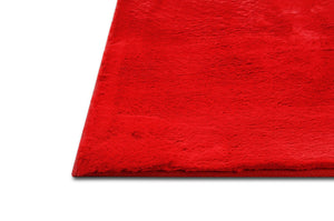 Rabbit Fur Area Rugs Red Rectangle 5-X-7