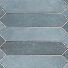 Load image into Gallery viewer, 2.5&quot; X 13&quot; Renzo Denim Picket Glossy Blue Ceramic Wall Tile (12.21SQ FT/CTN)